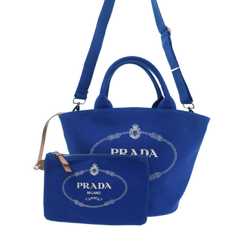 Prada Canapa Logo Convertible Shopping 2way Tote canvas Blue